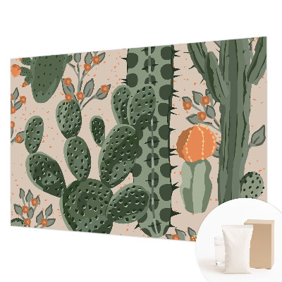 High quality wall mural wallpaper with a green cactus design