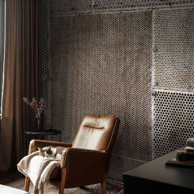 Wall mural for living room with metallic patterns