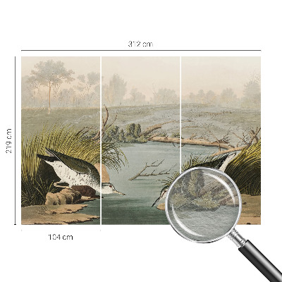 Large wall mural wallpaper featuring a peaceful landscape