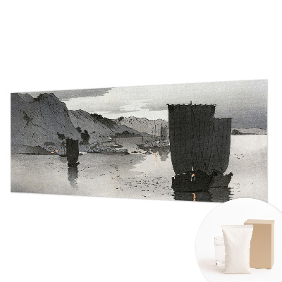 Large wallpaper mural with an evening bay scene