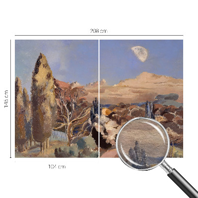 Large wall mural featuring a forest landscape