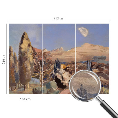 Large wall mural featuring a forest landscape
