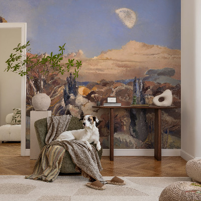 Large wall mural featuring a forest landscape