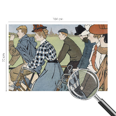 Large wall mural wallpaper with a vintage cyclists design