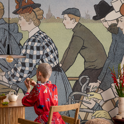 Large wall mural wallpaper Vintage cyclists
