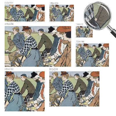 Large wall mural wallpaper with a vintage cyclists design