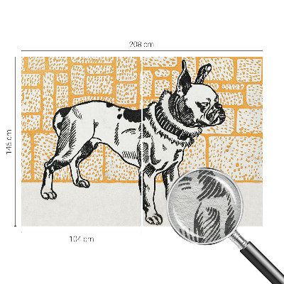 Custom size wall mural with a retro dog design