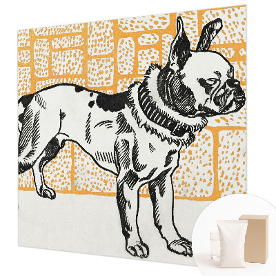 Custom size wall mural with a retro dog design