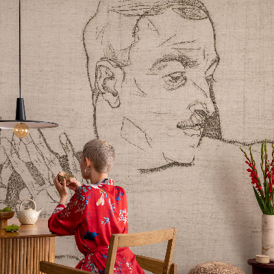 Modern wall mural for living room with a distinctive character