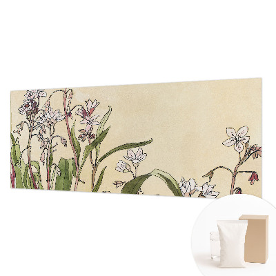 Modern wall mural for bedroom with a floral design evoking elegant blooms
