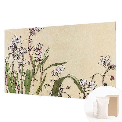 Modern wall mural for bedroom with a floral design evoking elegant blooms