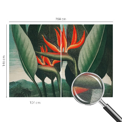 Premium photo wallpaper with an exotic flowers motif