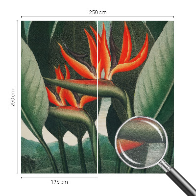 Premium photo wallpaper with an exotic flowers motif