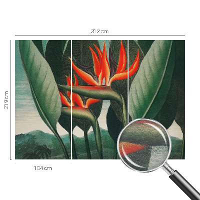 Premium photo wallpaper with an exotic flowers motif