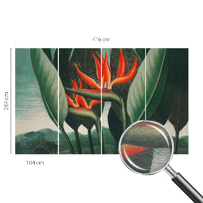 Premium photo wallpaper with an exotic flowers motif