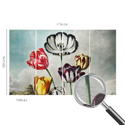 High quality wall mural wallpaper with a colorful tulip design