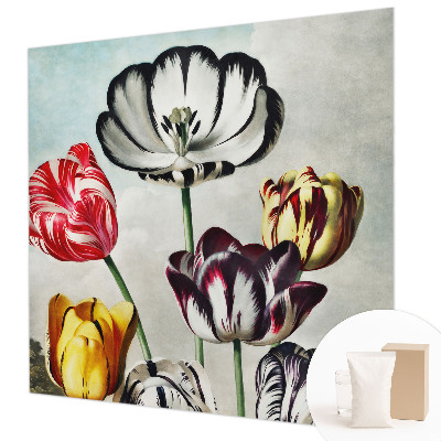 High quality wall mural wallpaper with a colorful tulip design