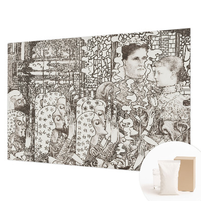 Premium wall mural for bedroom featuring floral portraits