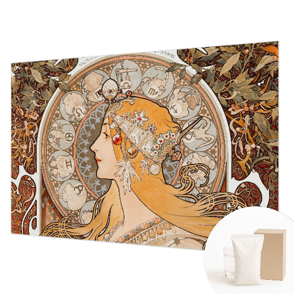 Decorative wall mural for living room with a zodiac-inspired elegant design