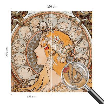 Decorative wall mural for living room with a zodiac-inspired elegant design