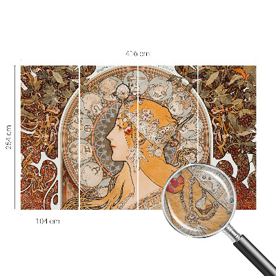 Decorative wall mural for living room with a zodiac-inspired elegant design
