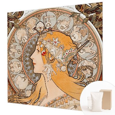 Decorative wall mural for living room with a zodiac-inspired elegant design