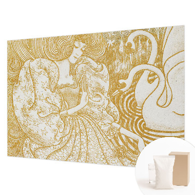 Non-woven wall mural with a feminine elegance design