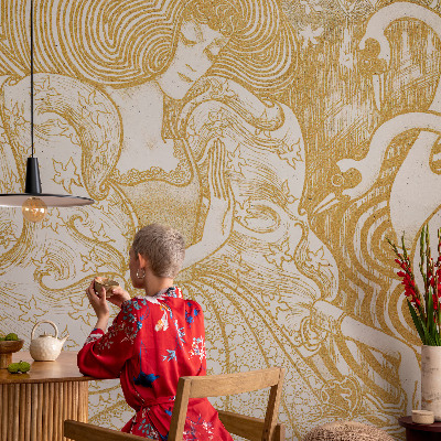 Non-woven wall mural with a feminine elegance design