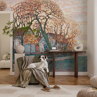 Photo wallpaper with an idyllic landscape design