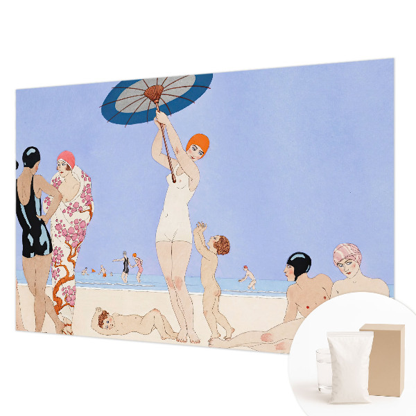 Wall mural for bedroom with a retro beach design