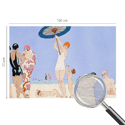 Wall mural for bedroom with a retro beach design