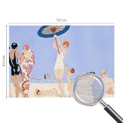 Wall mural for bedroom with a retro beach design