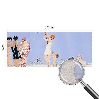 Wall mural for bedroom with a retro beach design