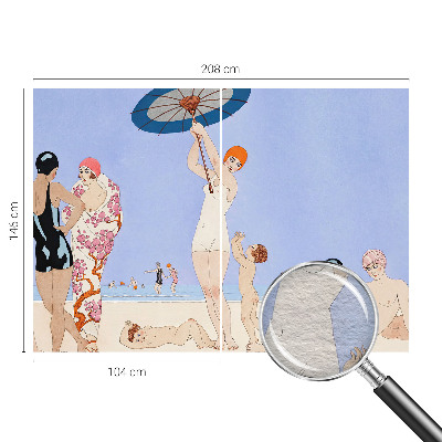 Wall mural for bedroom with a retro beach design