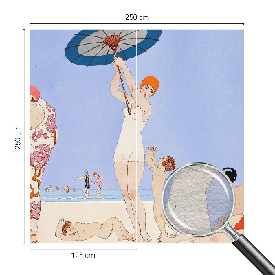 Wall mural for bedroom with a retro beach design