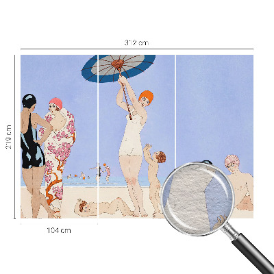 Wall mural for bedroom with a retro beach design