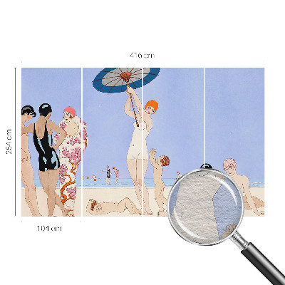 Wall mural for bedroom with a retro beach design