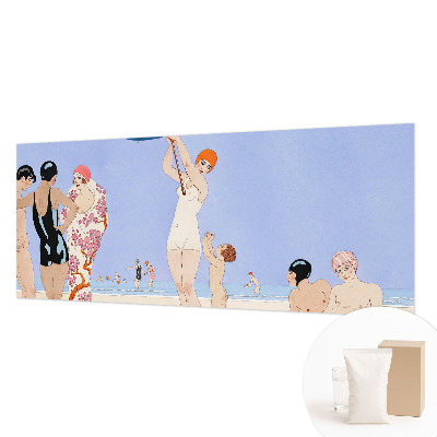 Wall mural for bedroom with a retro beach design
