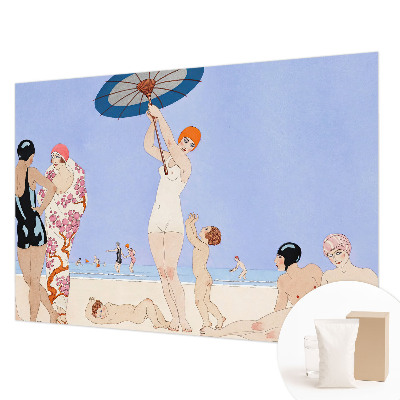 Wall mural for bedroom with a retro beach design