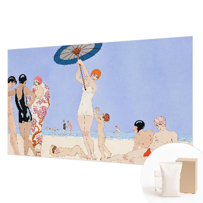 Wall mural for bedroom with a retro beach design
