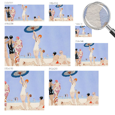Wall mural for bedroom with a retro beach design