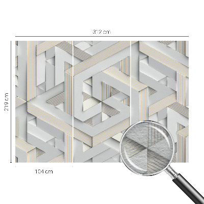Large wall mural with an illusory forms design