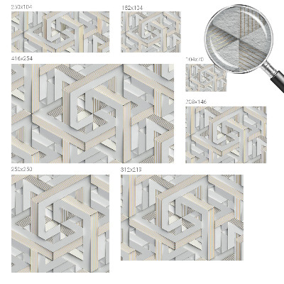 Large wall mural with an illusory forms design