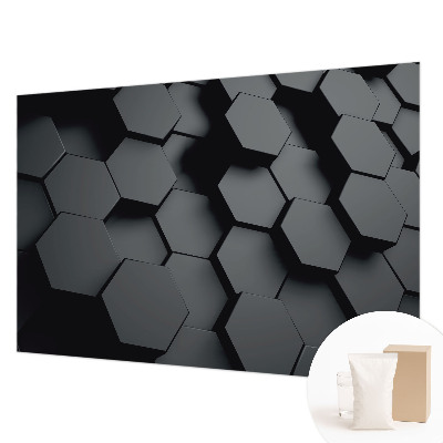 Bedroom wall mural wallpaper with a 3D hexagon pattern