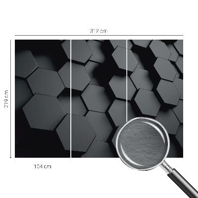 Bedroom wall mural wallpaper with a 3D hexagon pattern