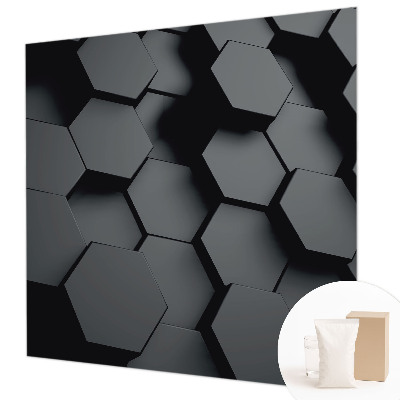 Bedroom wall mural wallpaper with a 3D hexagon pattern