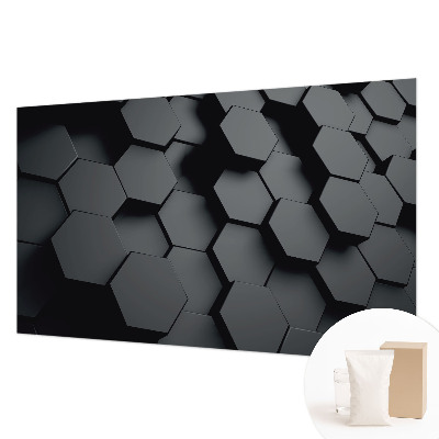 Bedroom wall mural wallpaper with a 3D hexagon pattern
