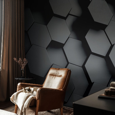 Bedroom wall mural wallpaper 3D hexagons