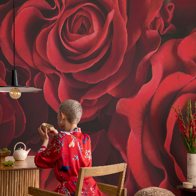 Custom size wall mural with a red roses design