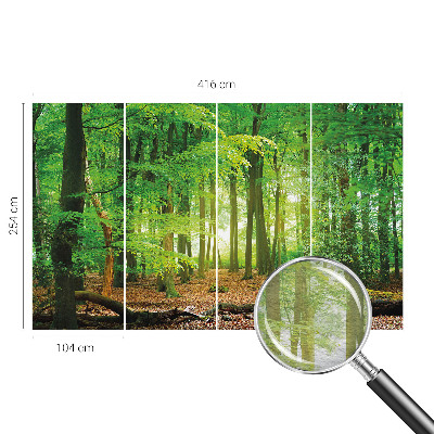 Modern wall mural with a green forest motif